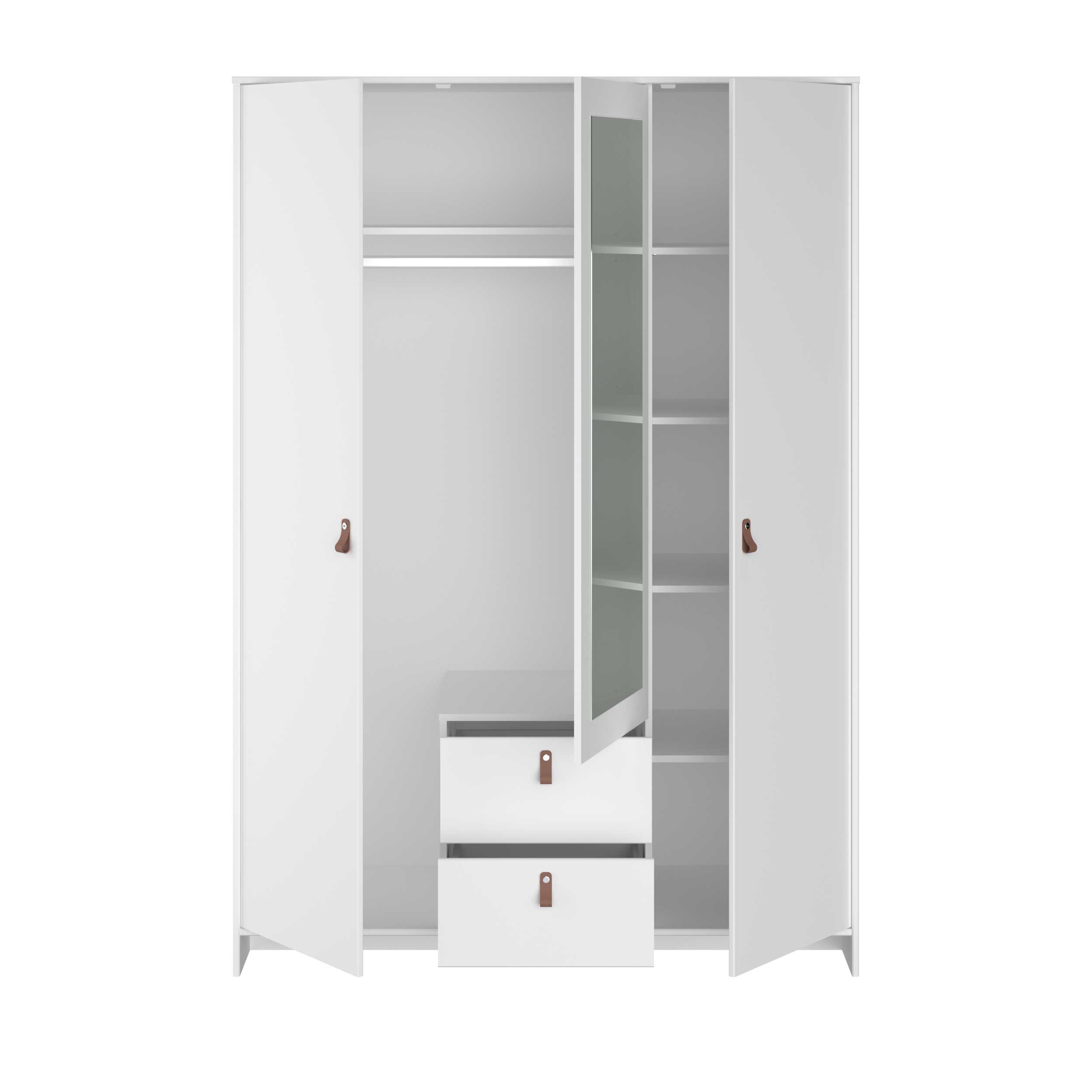 Garde-robe Minty 137cm, 3 portes & 2 tiroirs - blanc - Image 5