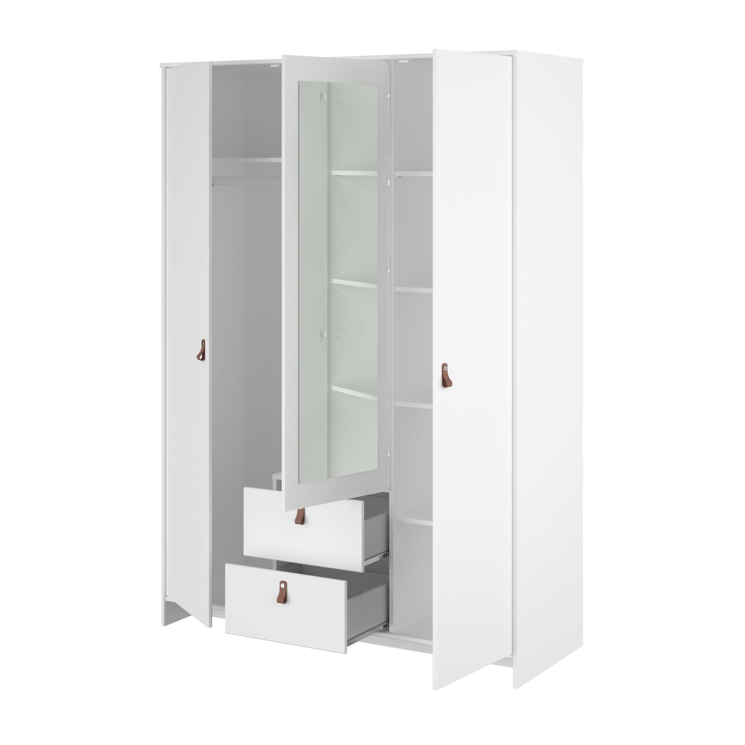 Garde-robe Minty 137cm, 3 portes & 2 tiroirs - blanc - Image 6