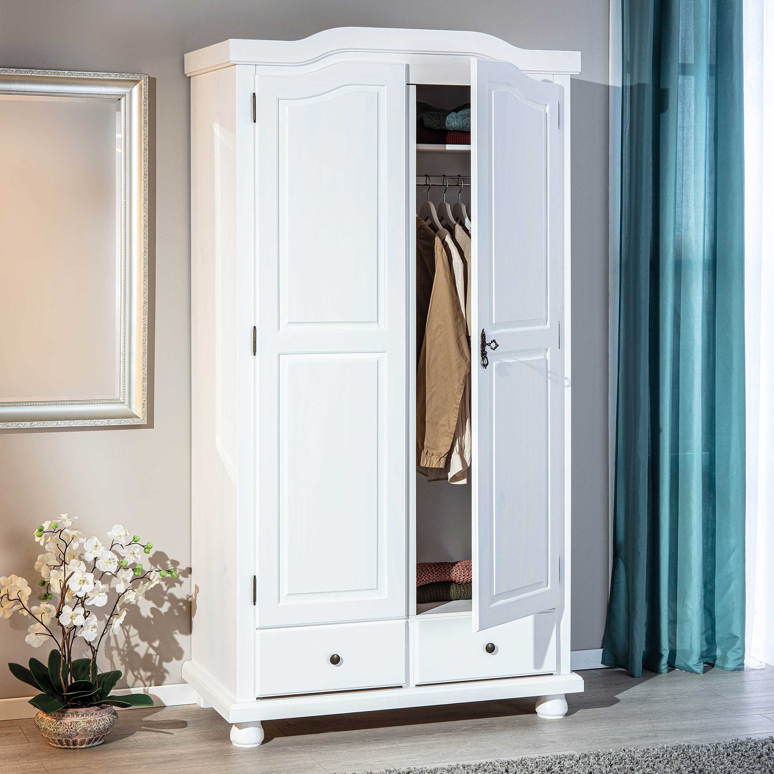 Garde-robe Ruth 104cm avec 2 portes - blanc - Image 8