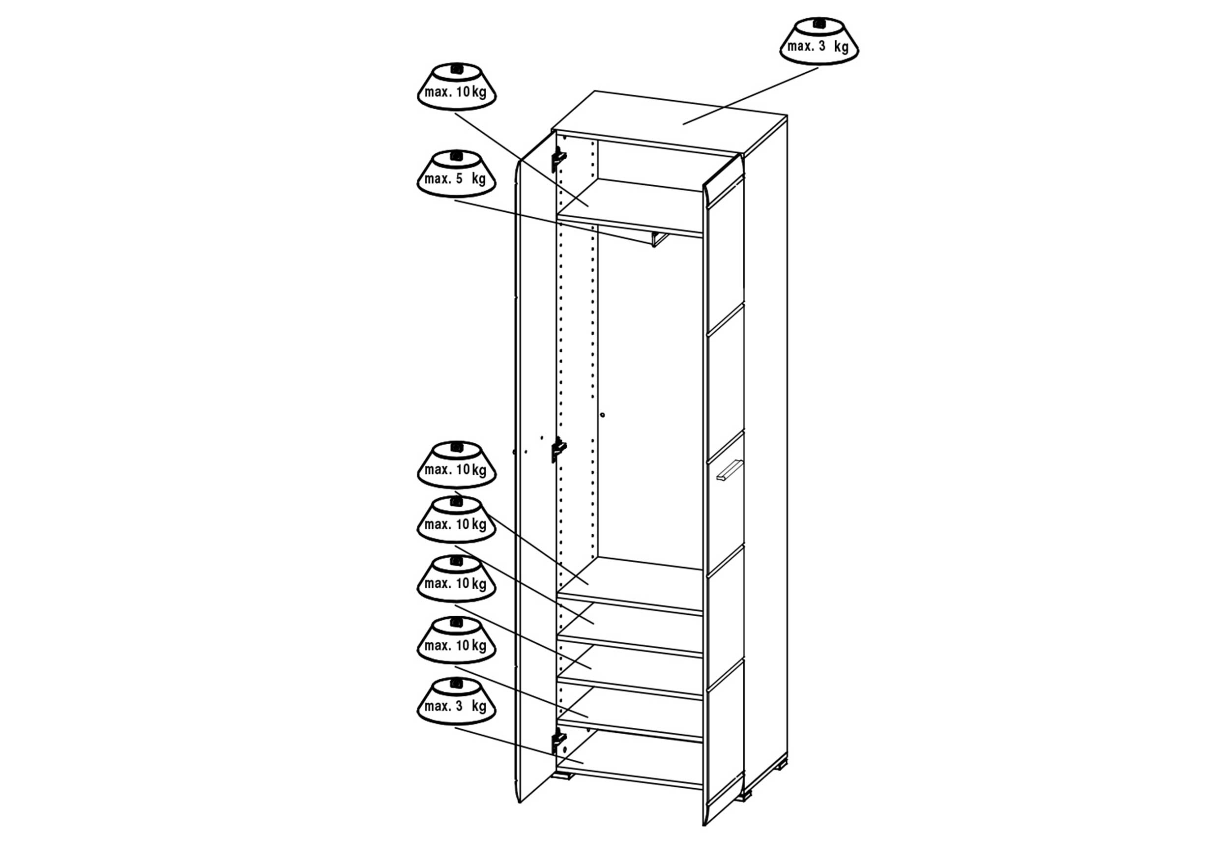 Garderobe Allan 59cm avec 2 portes - blanc - Image 8