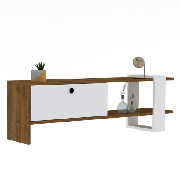 Gaye Meuble TV | 100 % MÉLAMINE | Noyer, Blanc - Image 4