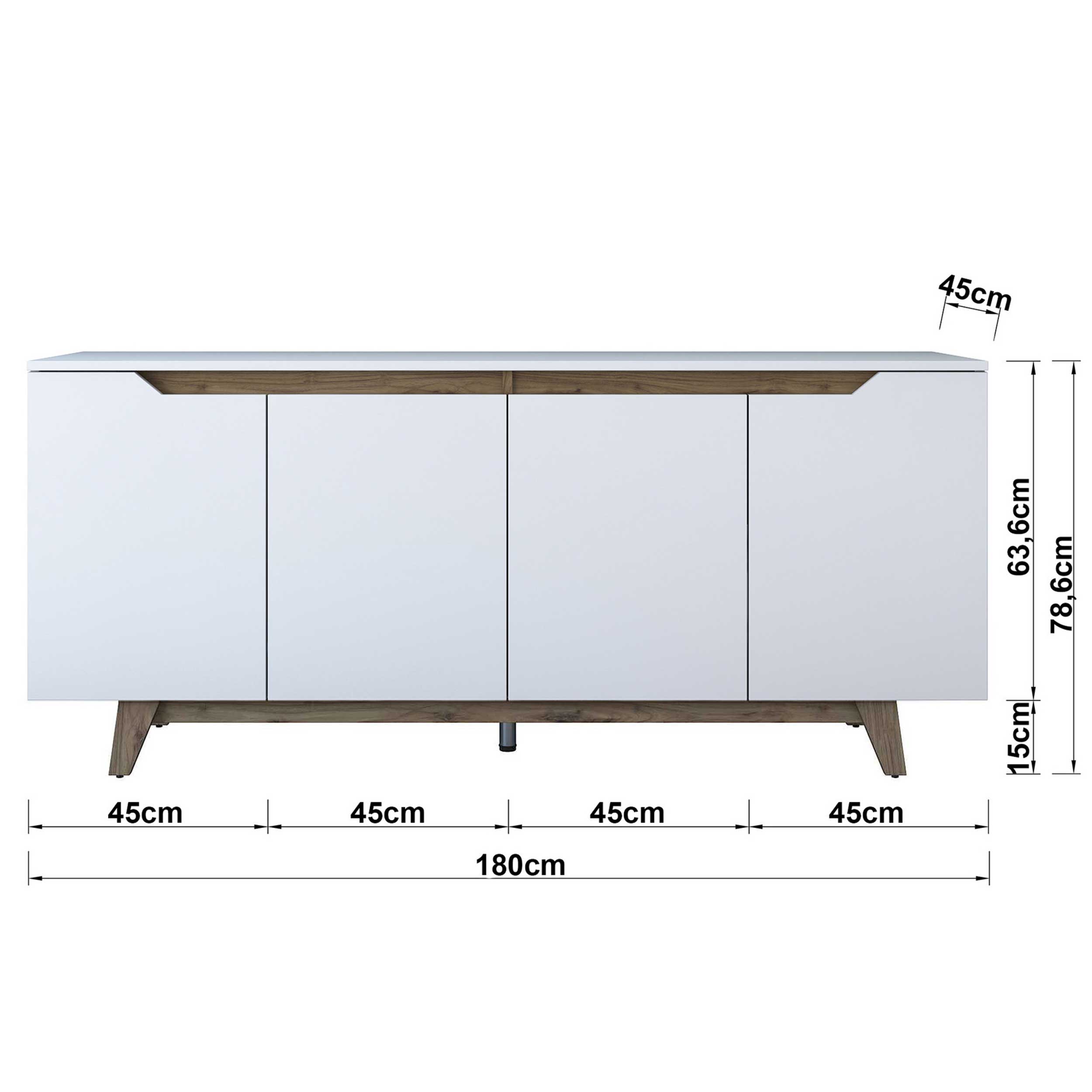 GD102 Console | 100 % MÉLAMINE | Blanc, Noyer - Image 2