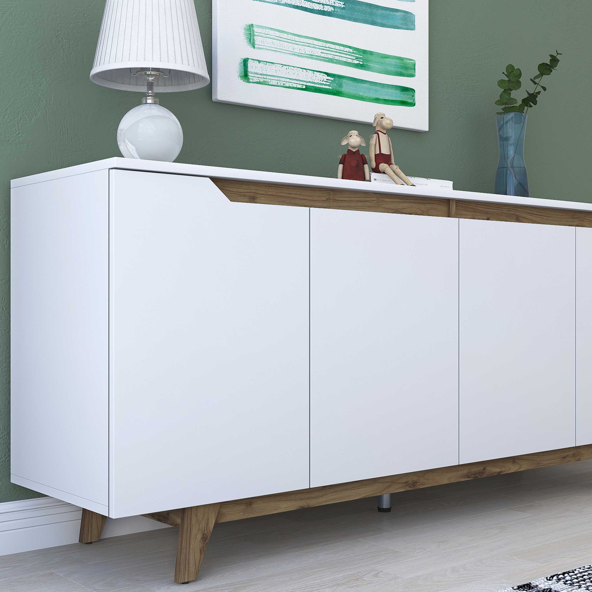 GD102 Console | 100 % MÉLAMINE | Blanc, Noyer - Image 5