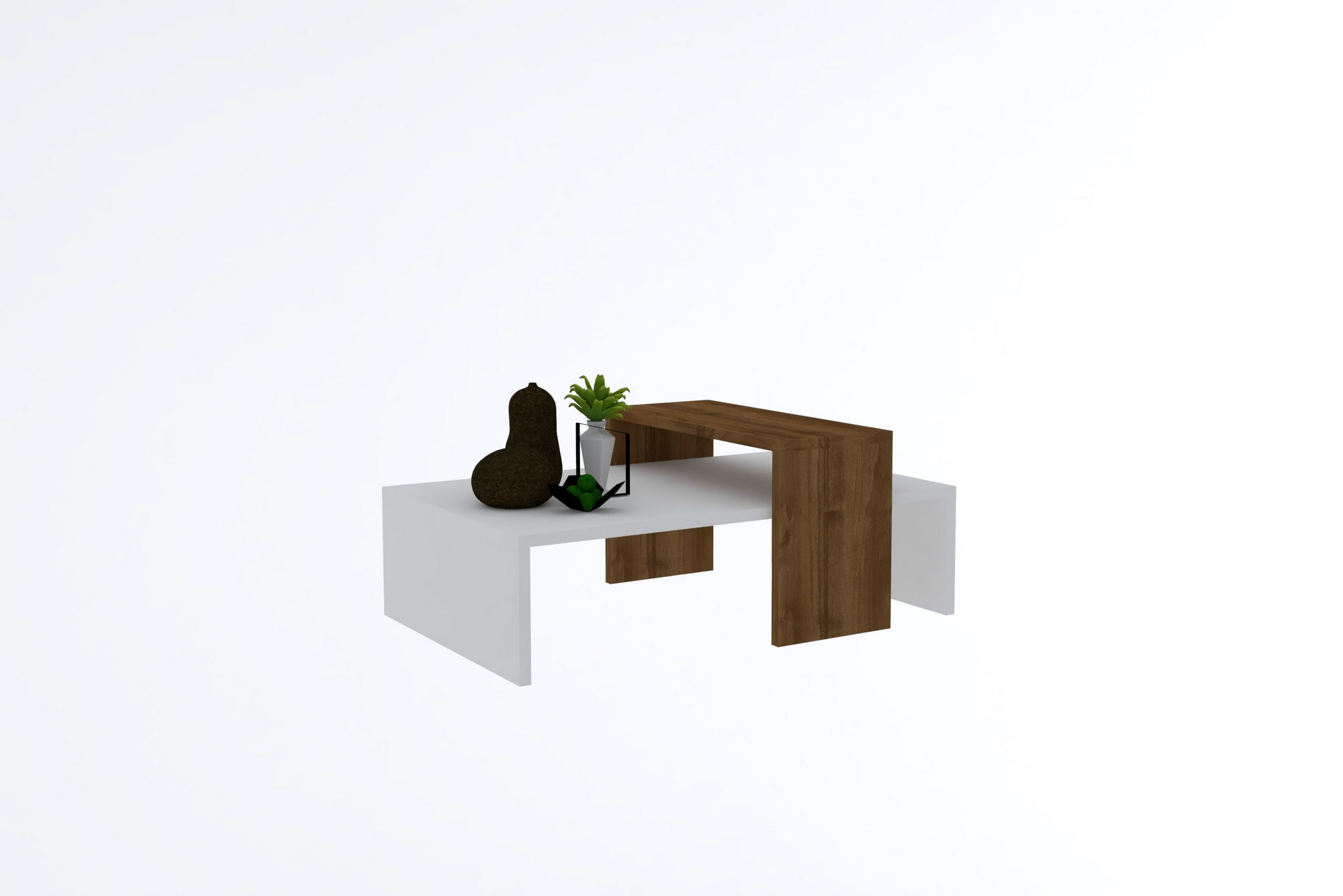 Glow Table basse | 100 % MÉLAMINÉ | Noyer, Blanc - Image 3