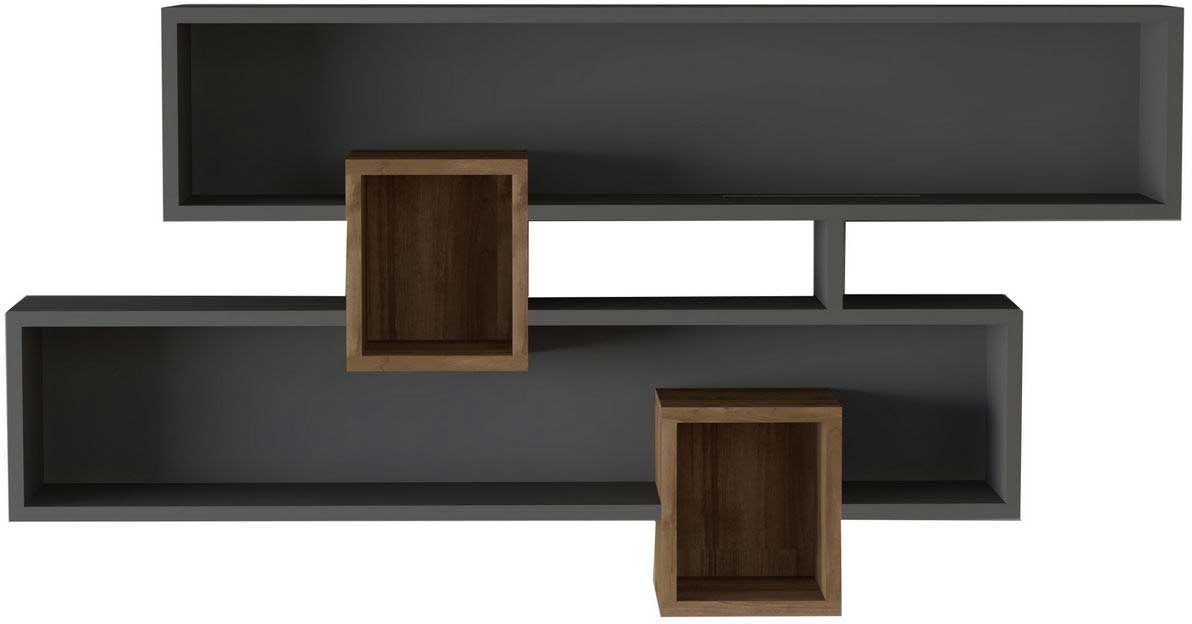 Karen Étagère murale | 100 % MÉLAMINE | Noyer, Anthracite - Image 3