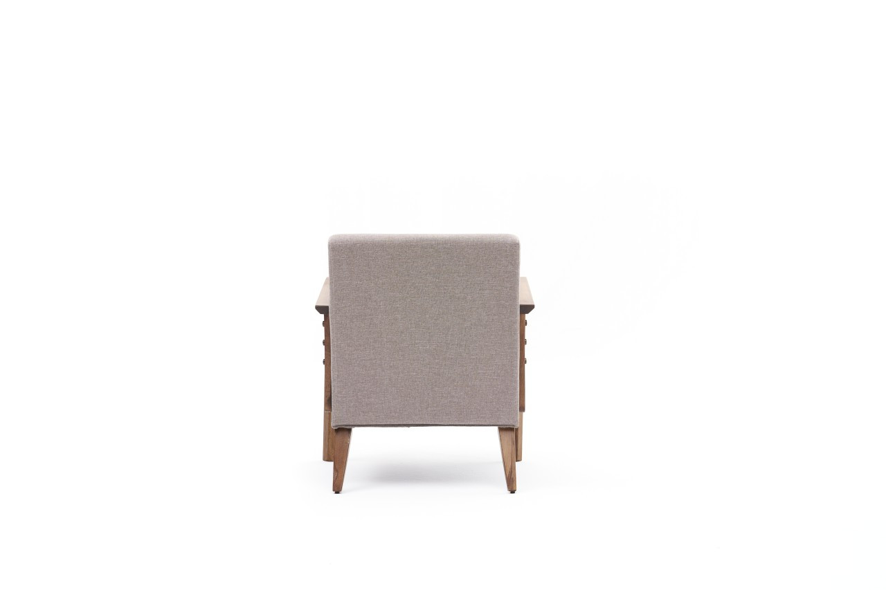 Kemer Fauteuil à oreilles | Bois de hêtre | Crème - Image 4