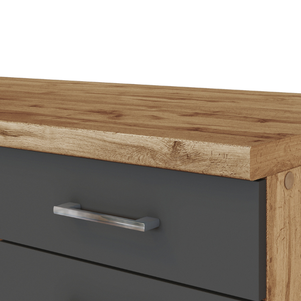 Kitchenette forme L Sorrella 210cm avec espace pour four et lave-vaisselle - anthracite/chêne - Image 6