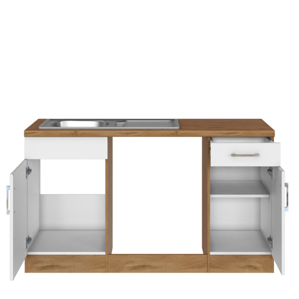 Kitchenette forme L Sorrella 210cm avec espace pour four et lave-vaisselle - blanc/chêne - Image 10