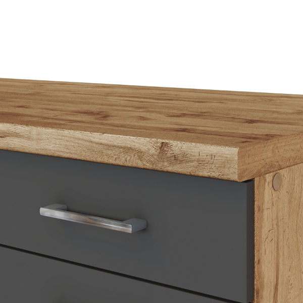 Kitchenette forme L Sorrella 210cm avec four et lave-vaisselle - anthracite/chêne - Image 6