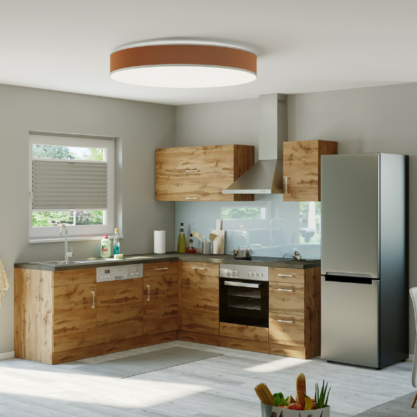 Kitchenette forme L Sorrella 210cm avec four et lave-vaisselle - chêne