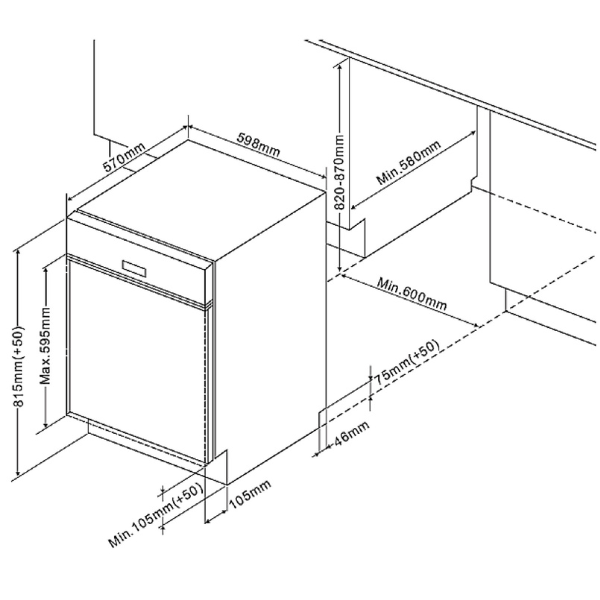 Kitchenette Ragnar 280cm avec micro-ondes, réfrigérateur, four et lave-vaisselle - anthracite brillant - Image 6