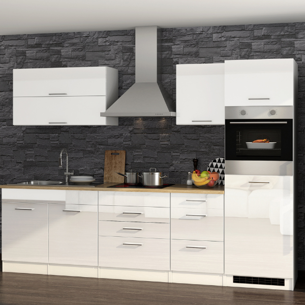Kitchenette Ragnar 290cm avec four - blanc brillant