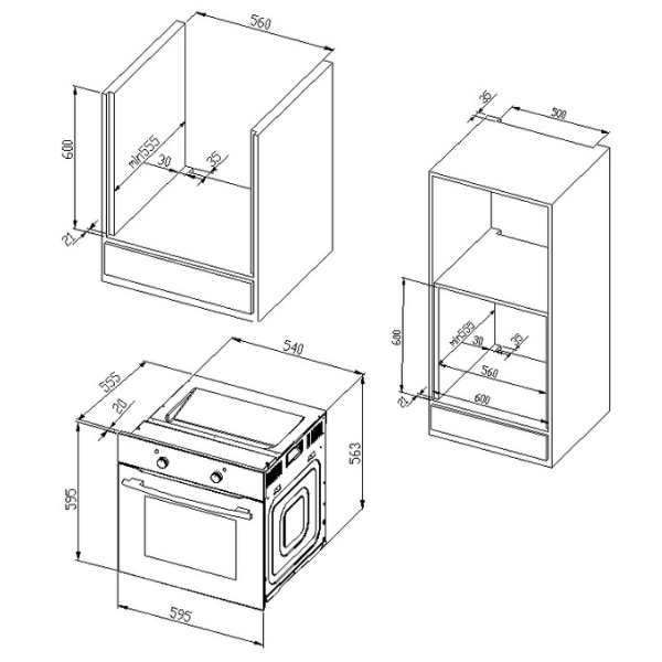 Kitchenette Ragnar 290cm avec four et réfrigérateur - anthracite brillant - Image 7