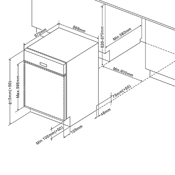 Kitchenette Ragnar 300cm avec espace pour réfrigérateur, four et lave-vaisselle - anthracite brillant - Image 6