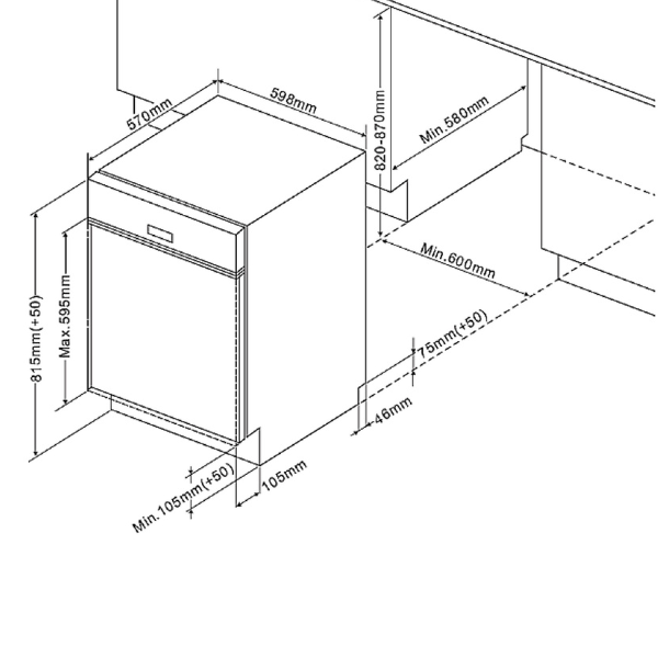 Kitchenette Ragnar 300cm avec lave-vaisselle, four et réfrigérateur - blanc brillant - Image 7