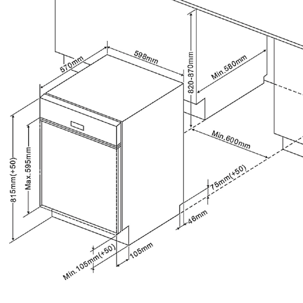 Kitchenette Ragnar 330cm avec espace pour four, micro-ondes, lave-vaisselle et réfrigérateur - anthracite brillant - Image 9