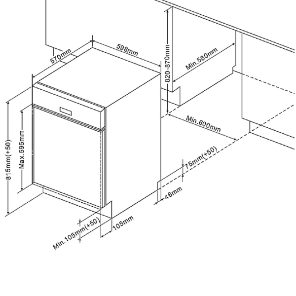 Kitchenette Ragnar 330cm avec espace pour lave-vaisselle, réfrigérateur et four - anthracite brillant - Image 7