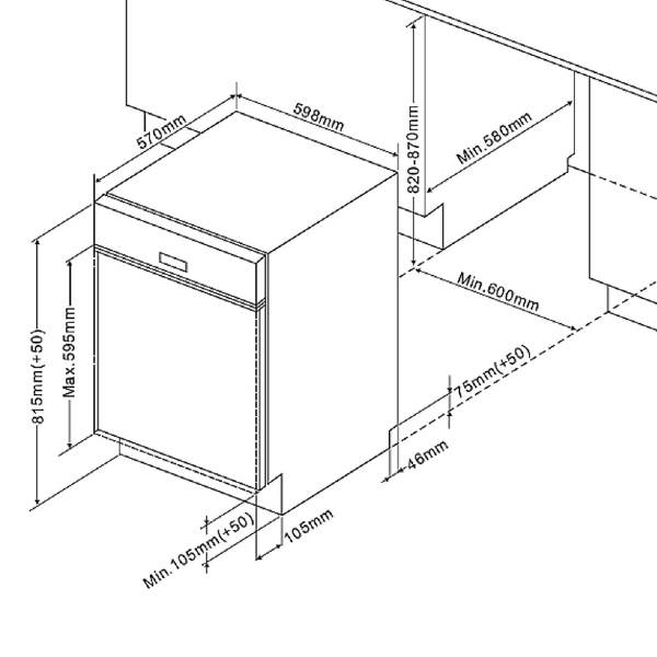 Kitchenette Ragnar 330cm avec four, micro-ondes, lave-vaisselle et réfrigérateur - blanc brillant - Image 6