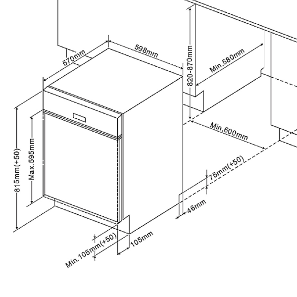 Kitchenette Ragnar 340cm avec lave-vaisselle, four et réfrigérateur - anthracite brillant - Image 4