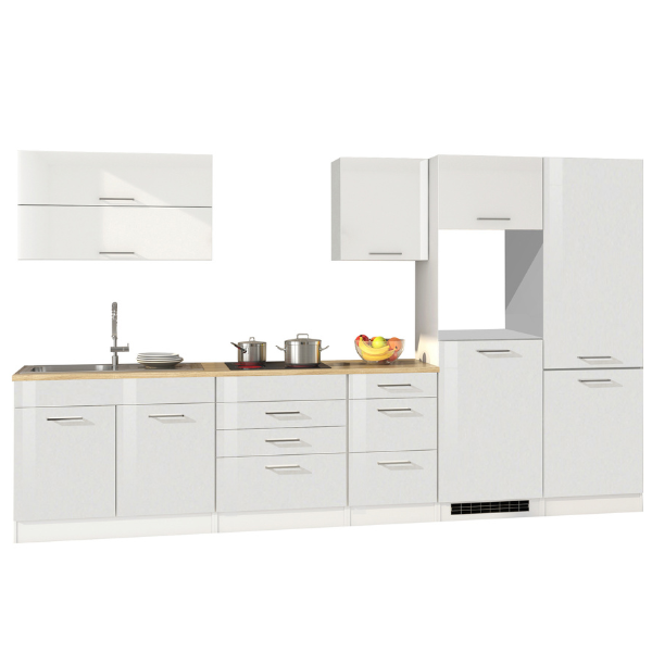 Kitchenette Ragnar 350cm avec espace pour réfrigérateur-congélateur et four - blanc brillant - Image 10