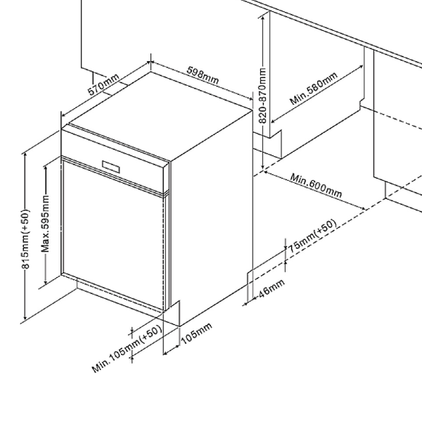 Kitchenette Ragnar 360cm avec réfrigérateur-congélateur, lave-vaisselle et four - blanche brillant - Image 4