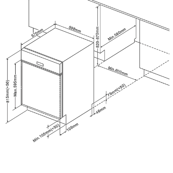 Kitchenette Ragnar 370cm avec espace pour four, micro-ondes, lave-vaisselle et réfrigérateur - anthracite brillant - Image 9
