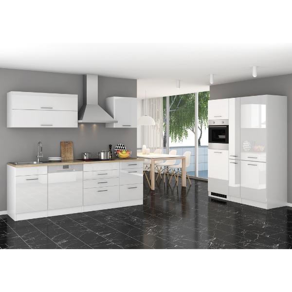 Kitchenette Ragnar 390cm avec espace pour réfrigérateur-congélateur, lave-vaisselle et four - blanc brillant - Image 12