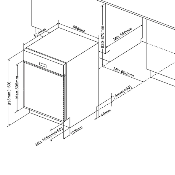 Kitchenette Ragnar 390cm avec réfrigérateur-congélateur, lave-vaisselle et four - blanc brillant - Image 7