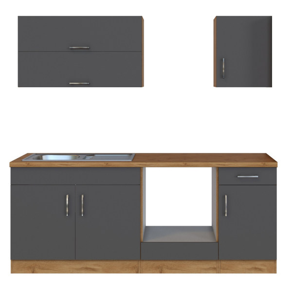 Kitchenette Sorrella 210cm avec espace pour four - anthracite/chêne - Image 12