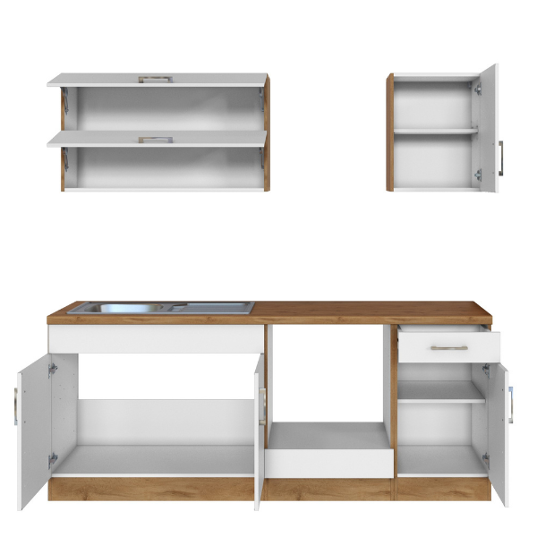 Kitchenette Sorrella 210cm avec espace pour four - blanc/chêne - Image 10