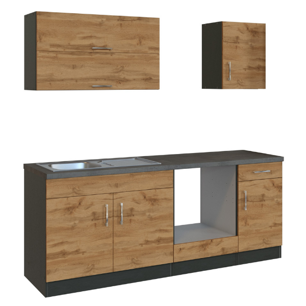 Kitchenette Sorrella 210cm avec espace pour four - chêne/graphite - Image 12