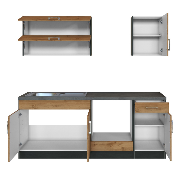 Kitchenette Sorrella 210cm avec espace pour four - chêne/graphite - Image 10