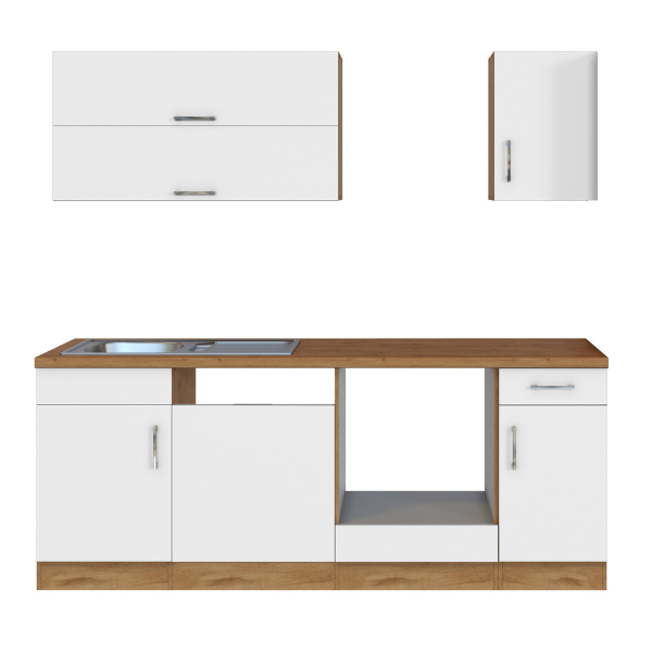 Kitchenette Sorrella 210cm avec espace pour lave-vaisselle et four - blanc/chêne - Image 11