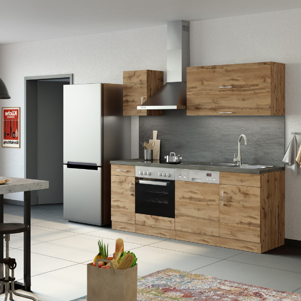 Kitchenette Sorrella 210cm avec espace pour lave-vaisselle et four - chêne - Image 2