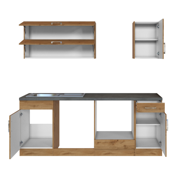 Kitchenette Sorrella 210cm avec espace pour lave-vaisselle et four - chêne - Image 11
