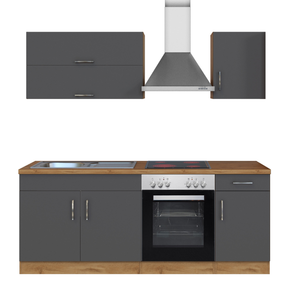 Kitchenette Sorrella 210cm avec four - anthracite/chêne - Image 12