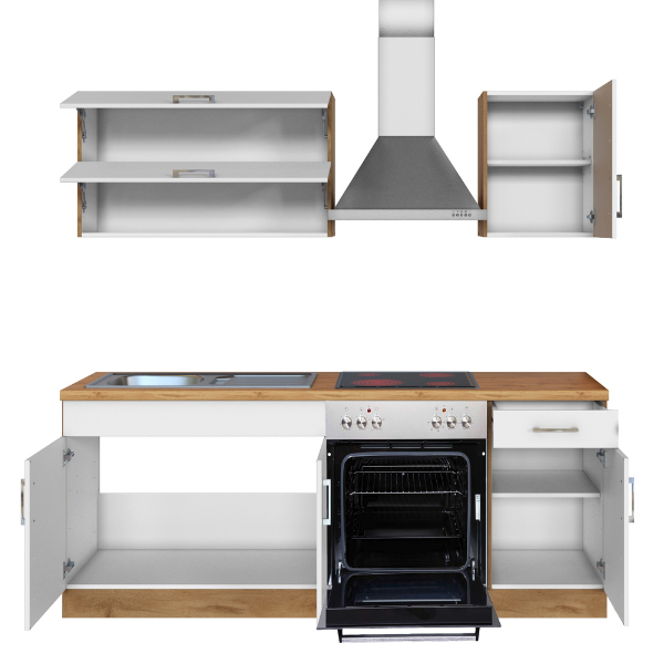 Kitchenette Sorrella 210cm avec four - blanc/chêne - Image 11