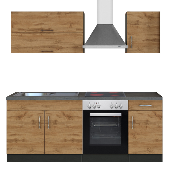 Kitchenette Sorrella 210cm avec four - chêne/graphite - Image 12