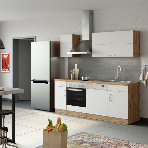 Kitchenette Sorrella 210cm avec lave-vaisselle et four - blanc/chêne - Image 2
