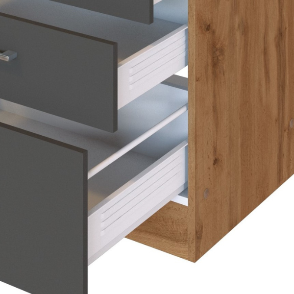 Kitchenette Sorrella 270cm avec four et réfrigérateur - anthracite/chêne - Image 8