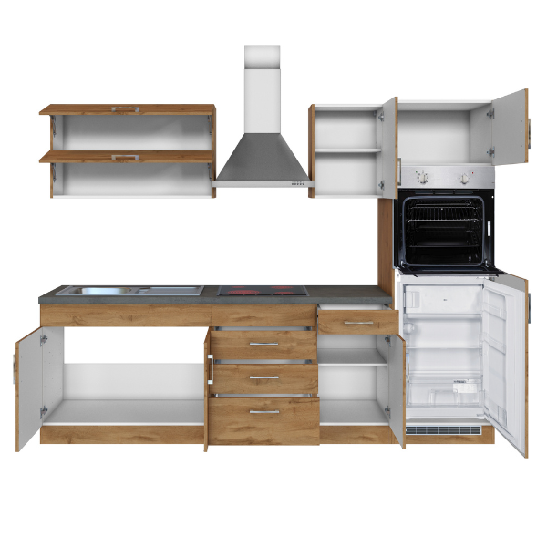 Kitchenette Sorrella 270cm avec four et réfrigérateur - chêne - Image 12