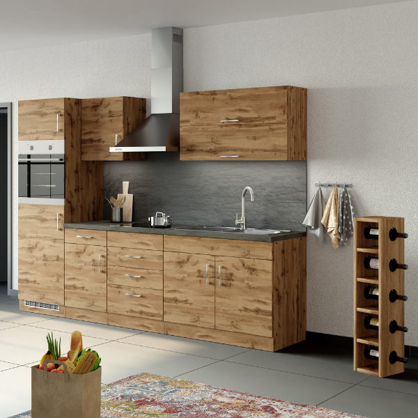 Kitchenette Sorrella 270cm avec four et réfrigérateur - chêne - Image 4