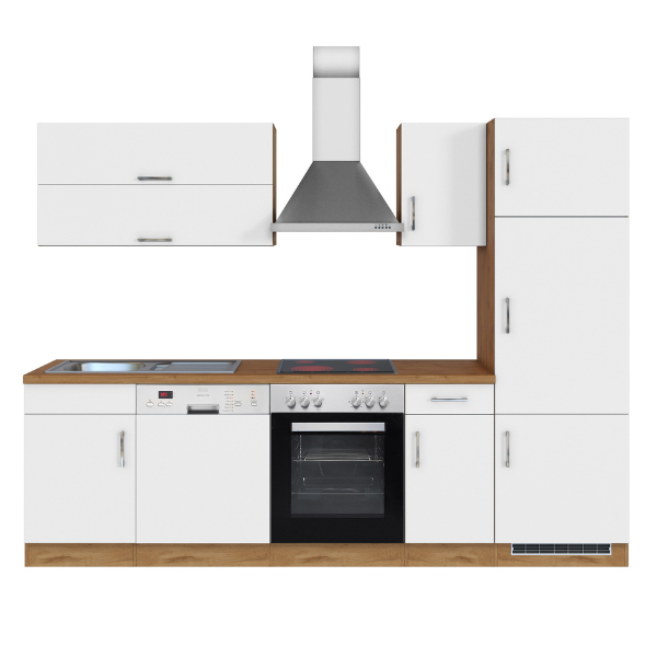 Kitchenette Sorrella 270cm avec four, lave-vaisselle et réfrigérateur - blanc/chêne - Image 12