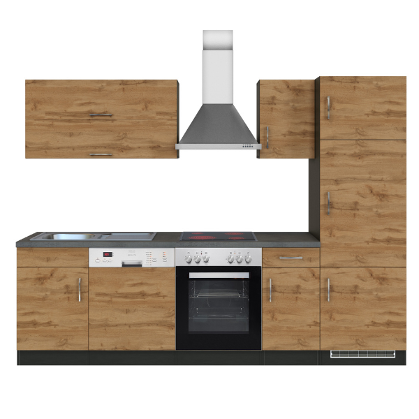 Kitchenette Sorrella 270cm avec four, lave-vaisselle et réfrigérateur - chêne/graphite - Image 12