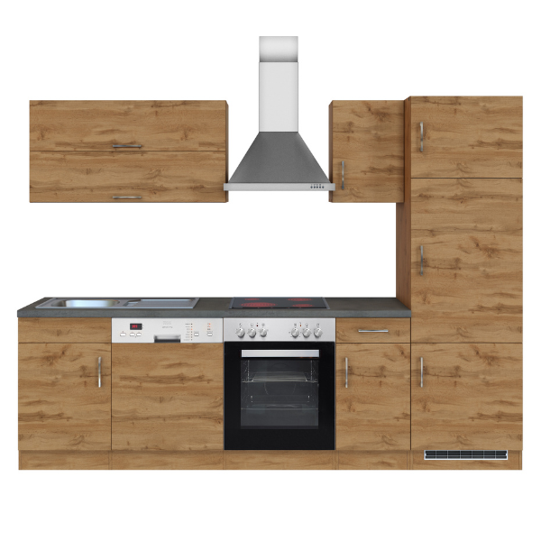 Kitchenette Sorrella 270cm avec four, lave-vaisselle et réfrigérateur - chêne - Image 12