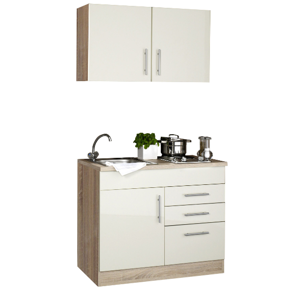 Kitchenette Toto 100cm avec plaque de cuisson - crème brillant - Image 2