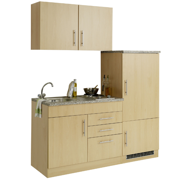 Kitchenette Toto 160cm avec plaque de cuisson et réfrigérateur - hêtre/marbre - Image 2