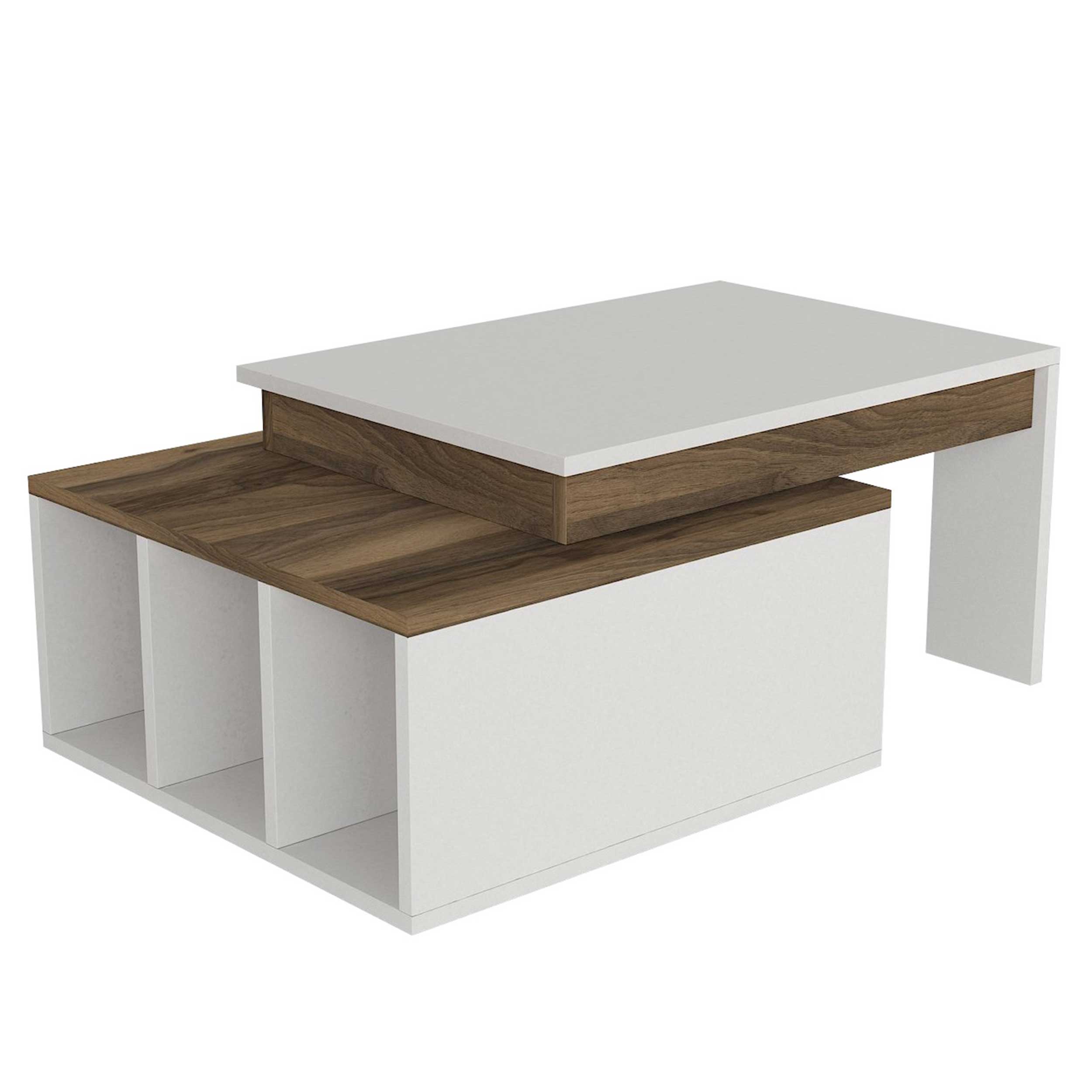 Kolarado Table basse | 100 % MÉLAMINE | Blanc, Noyer - Image 2