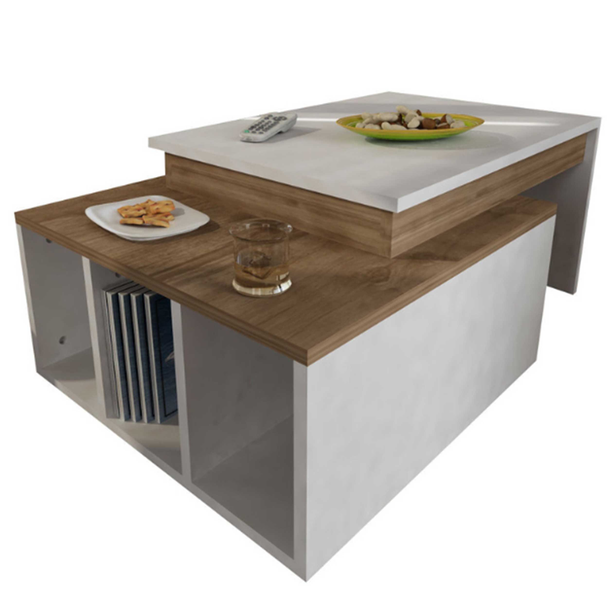 Kolarado Table basse | 100 % MÉLAMINE | Blanc, Noyer - Image 11