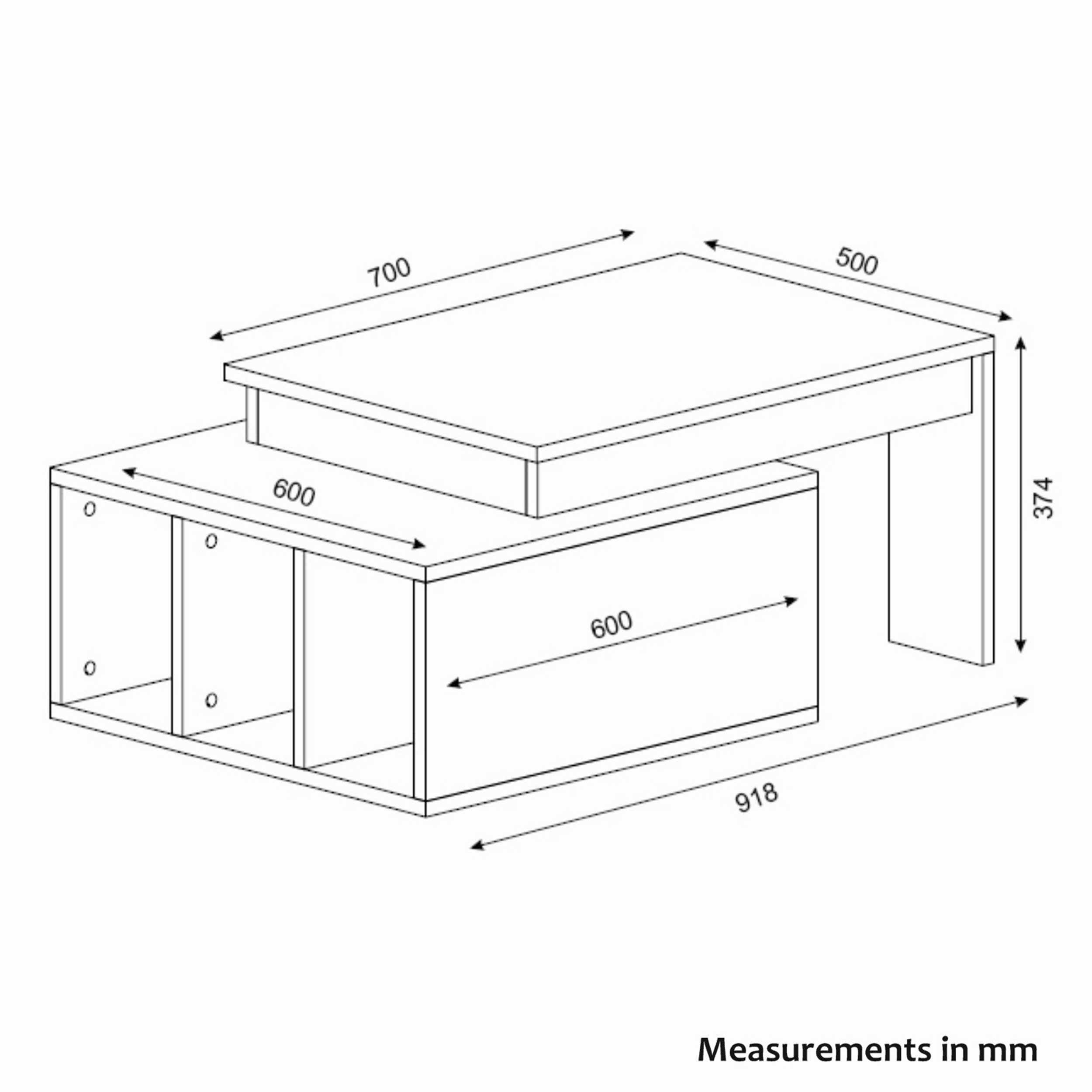 Kolarado Table basse | 100 % MÉLAMINE | Blanc, Noyer - Image 5
